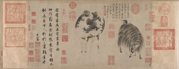 Sheep and Goat, Yuan Dynasty/ Zhao Mengfu