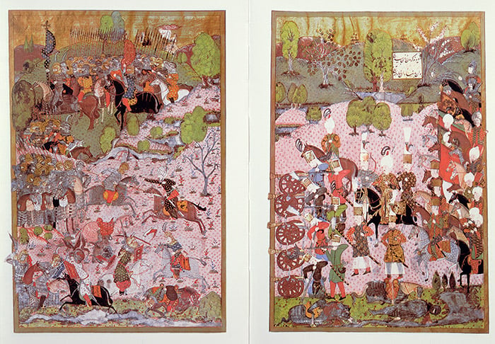 The Battle of Mohacs, between the Turks and Hungarians, 1526, facsimile of a miniature conserved in the Topkapi Museum in Istanbul - Archives Charmet