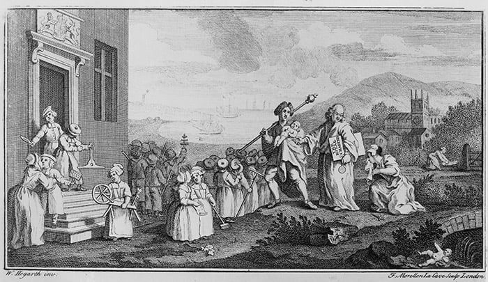 The Foundlings, engraved by Francois Morellon La Cave, 1739 (engraving) by William Hogarth
