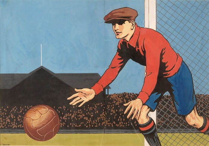 The Goalkeeper, 1930s (colour litho), English School, (20th century) / National Football Museum, Manchester, UK