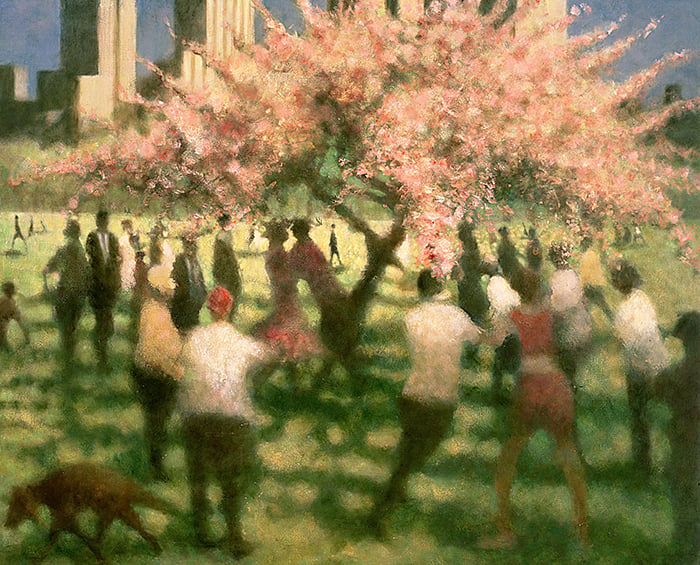 Underneath the Cherry Tree, NYC, 1999 (oil on canvas)