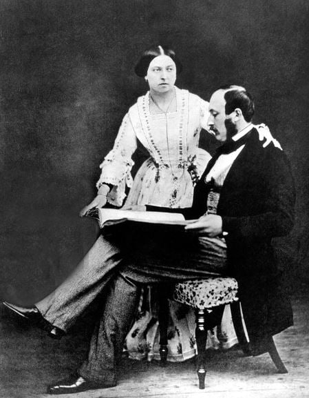  queen of Great-Britain and Ireland (1837-1901) and empress of Indies (1876-1901) and prince Consort Albert, photo by Roger Fenton , 1854, one of the first occasions on which she agreed to be photographed