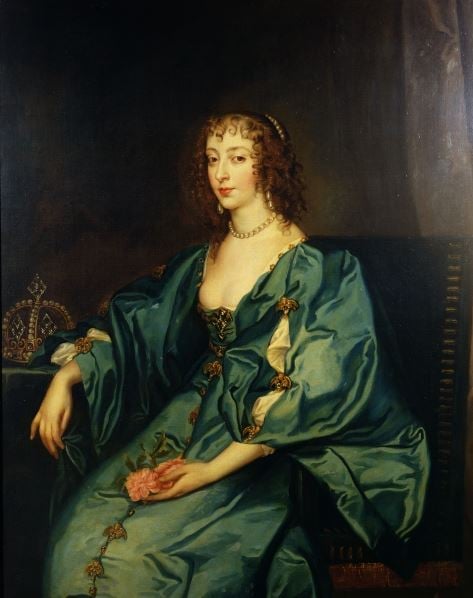 Queen Henrietta Maria, c.1638 (oil on canvas), Anthony van Dyck (1599-1641) (after) / Wallace Collection, London, UK