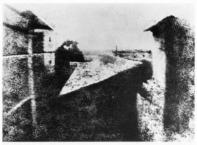 View from a window at Le Gras, Saint-Loup-de-Varennes, 1827, Joseph Nicephore Niepce (1765-1833) Â Gernsheim Collection, University of Texas, Austin, USA / Archives Charmet/Bridgeman Images