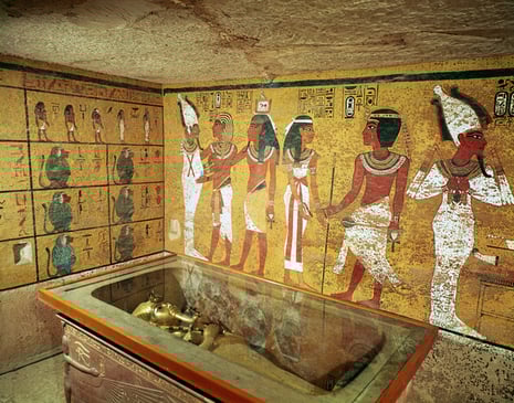 The burial chamber in the Tomb of Tutankhamen