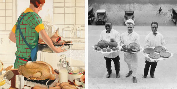 Left: Untitled / F.C. Harrison / Manchester Art Gallery Right: Three Chefs / Universal History Archive