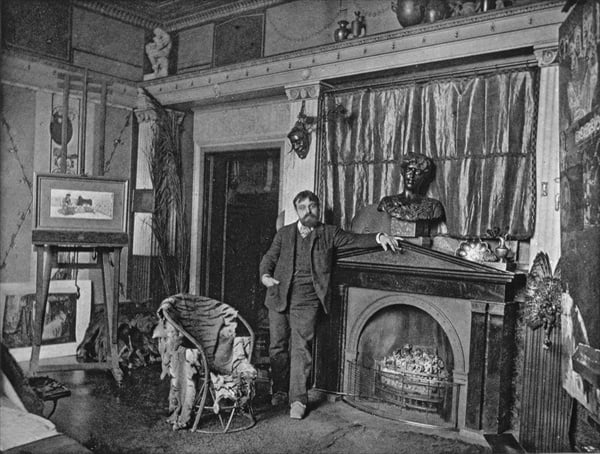 Sir Lawrence Alma-Tadema, portrait photograph from the 'Artists at Home' series, 1884 by John Mayall 