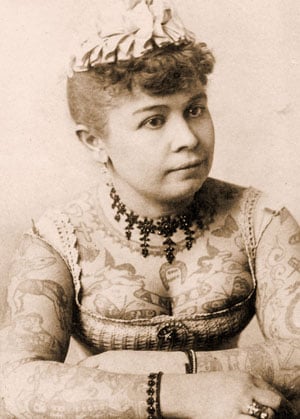 Portrait of Annie Howard the tattooed lady, c.1898 (cabinet photo)