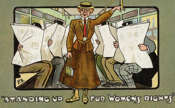Standing Up for Women's Rights (colour litho), English School, (20th century) / Private Collection / © Look and Learn / Elgar Collection