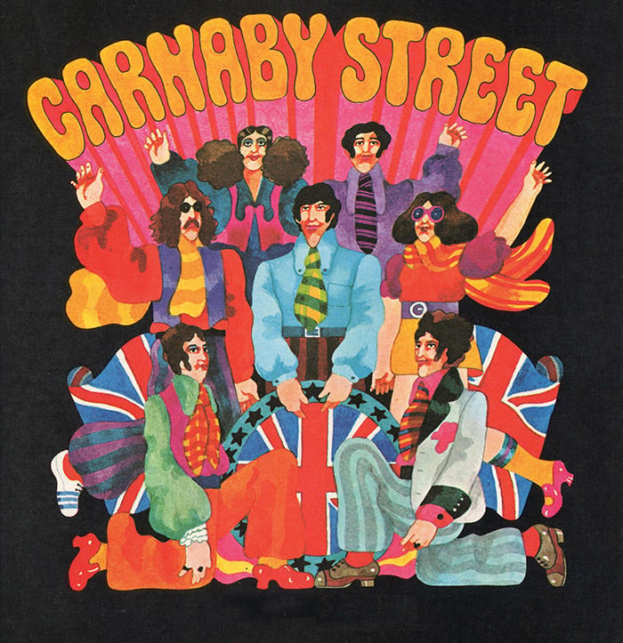 Carnaby Street, from 'Carnaby Street' by Tom Salter, 1970 colour lithograph by Malcolm English