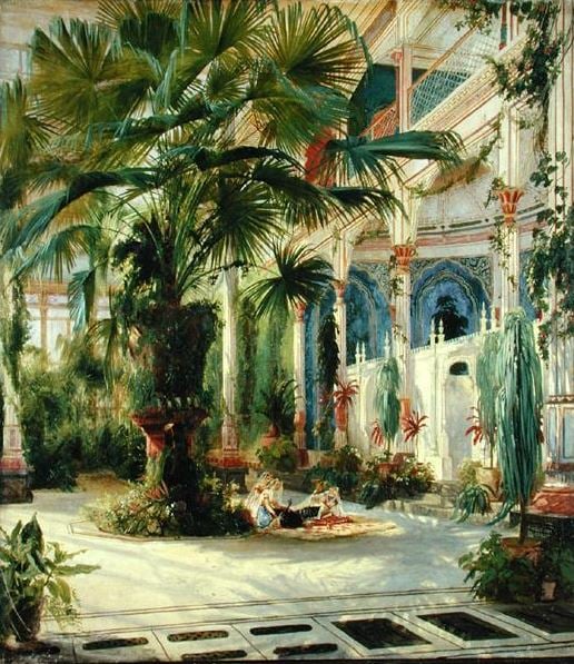 Interior of the Palm House at Potsdam, 1833. Karl Blechen (1798-1840) Hamburger Kunsthalle, Hamburg, Germany