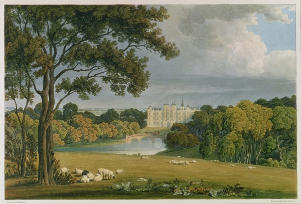 View of Burghley House, engraved and published by Robert Havell (1769-1832), 1819 (colour engraving) Frederick Mackenzie (c.1788-1854) (after) The Stapleton Collection 