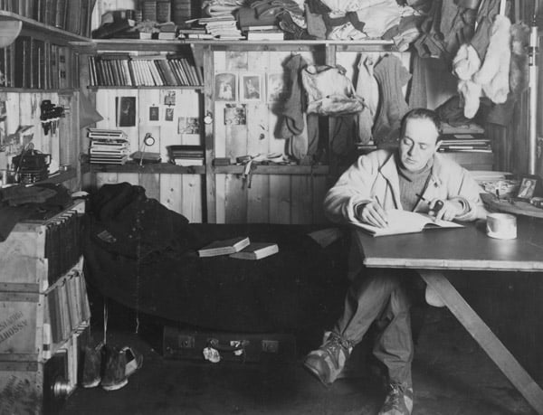 Captain Scott in his den at Winter Quarters, during the "Terra Nova" Expedition (1910-13) to the South Pole, 1911 by Herbert Ponting/ The Stapleton Collection 