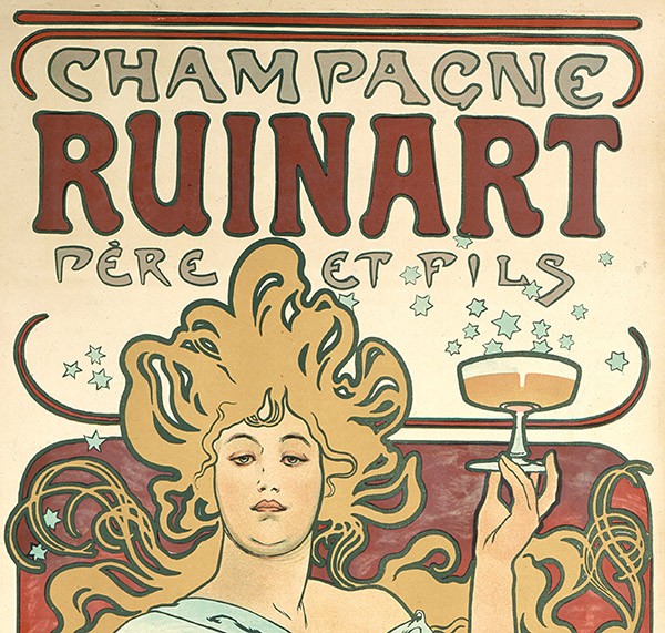 A detail from Alphonse Mucha’s first advertising poster for Ruinart in 1896/ Mucha Trust