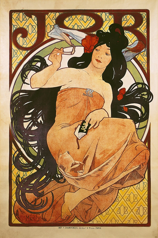 Poster advertising 'Job', 1898 (colour litho) by Mucha,  Mucha Trust