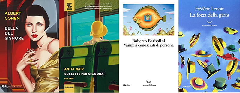 From left: published by BUR Contemporanea; Guanda; La Nave di Teseo I delfini; La Nave di Teseo Le Onde