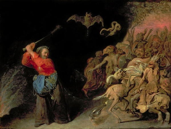 Dulle Griet (Mad Meg) raiding Hell (oil on panel) by Ryckaert, David III (1612-61); 47.5x63 cm; Kunsthistorisches Museum, Vienna, Austria