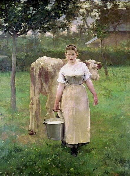 Manda Lametrie, The Farm Maid, 1887 (oil on canvas), Alfred  Roll (1846-1919) / Musee d'Orsay, Paris, France