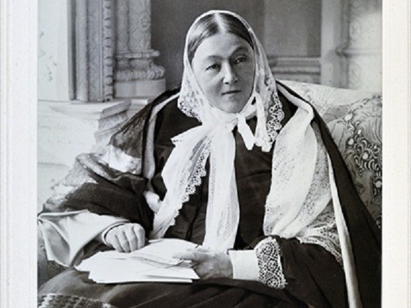 Florence Nightingale, seated on a couch in the Blue Room at Claydon House, 1891, English Photographer, (19th century) / Florence Nightingale Museum, London, UK