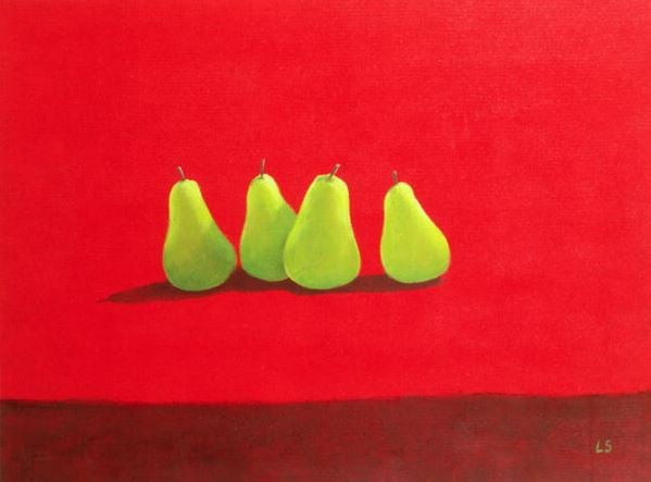 food-fruit-pears-red-cloth-contemporary-lincoln-seligman