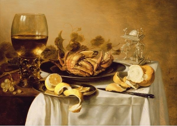 food-still-life-christmas-crab-lemon-bread-dutch