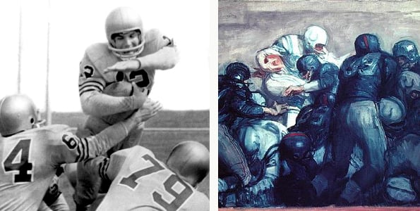 Left: Navy Quarterback Staubach / Underwood Archives Right: Giants-Colts / Daniel Bennett Schwartz / Lahr & Partners for Daniel B Schwartz 