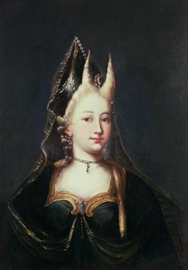 A horned witch, (oil on canvas), French School, (18th century) / Private Collection / Archives Charmet / Bridgeman Images