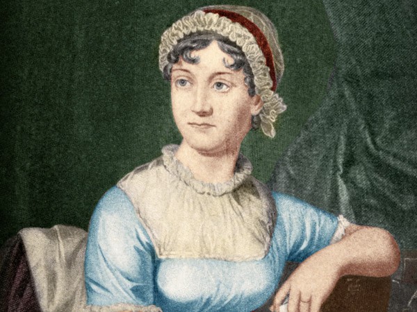 Jane Austen (1775-1817) illustration from 'Little Journeys to the Homes of Famous Women', published 1897 (engraving) (later colouration), English School, (19th century) / Private Collection / Ken Welsh 