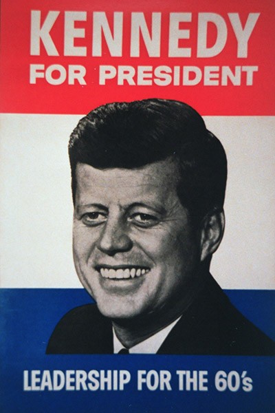 John F. Kennedy presidential election campaign poster, 1960 (colour litho), American School, (20th century) / Private Collection / Peter Newark American Pictures / Bridgeman Images