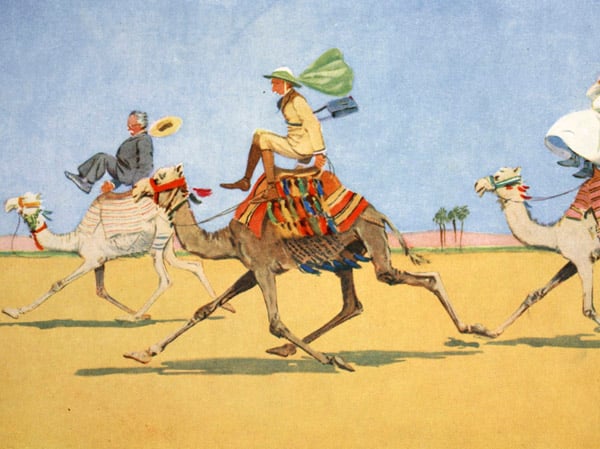 STC361034 Cup and Ball-the camel's favourite game, from 'The Light Side of Egypt', 1908 (colour litho) by Thackeray, Lance (fl.1901 d.1916); Private Collection; The Stapleton Collection; British, out of copyright