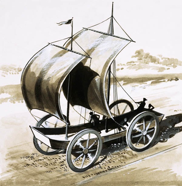 The Land Ship, invented by Dr Wilkins, Bishop of Chester, in 1648