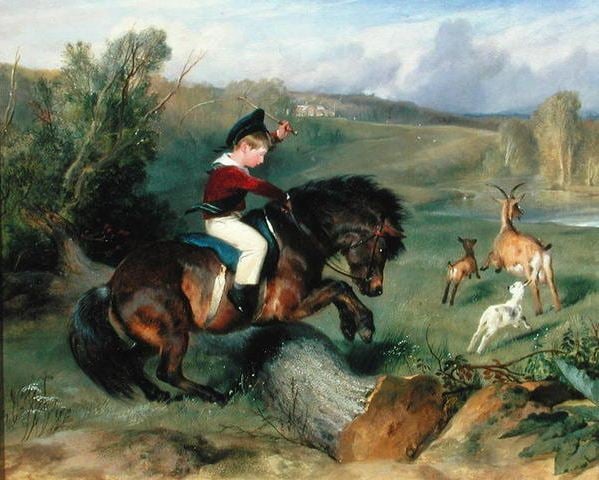 The First Leap: Lord Alexander Russell on his pony 'Emerald', 1829 (oil on millboard), Sir Edwin Landseer (1802-73) / © Guildhall Art Gallery, City of London 