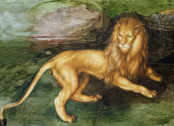 XKH155129 Lion (w/c on paper) by DÃ¼rer or Duerer, Albrecht (1471-1528); 12.6x17.2 cm; Hamburger Kunsthalle, Hamburg, Germany; German, out of copyright