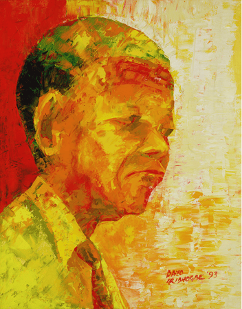 Mandela, 1993 (oil on board), Iribhogbe, Bayo (Contemporary Artist) / Private Collection
