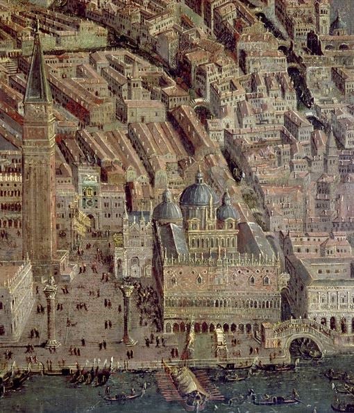 Perspective plan of Venice (detail) (oil on panel), Italian School / Louvre, Paris, France / Cameraphoto Arte Venezia