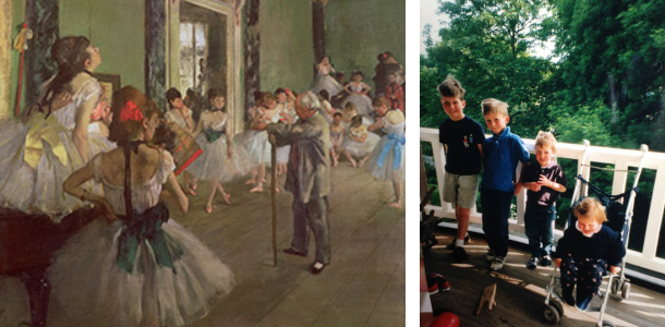 Left: The Dancing Class, Edgar Degas, / Musee d'Orsay, Paris Right: Milly Graham-Watson (Far right)