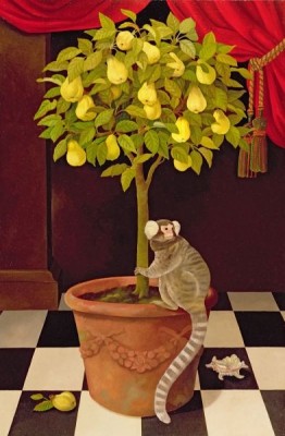 Marmoset and Quince Tree, Lizzie Riches (b.1950) / Private Collection / © Portal Painters / Bridgeman Images