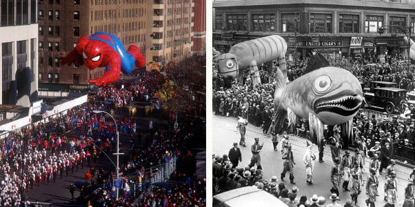 Left: Thanksgiving Day Parade / © Animas Riverrun Image Right: Thanksgiving Day Parade / Underwood Archives 