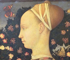 Portrait of Ginevra d'Este, c.1436-38 by Antonio Pisanello (1395-1455)/ Louvre
