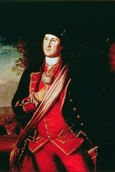 Portrait of George Washington (1732-99) 1772 (oil on canvas), Peale, Charles Willson (1741-1827) / Washington University, St. Louis, USA / Bridgeman Images