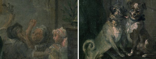 Details from A Rake's Progress V: The Rake marrying an Old Woman, 1733 (oil on canvas)