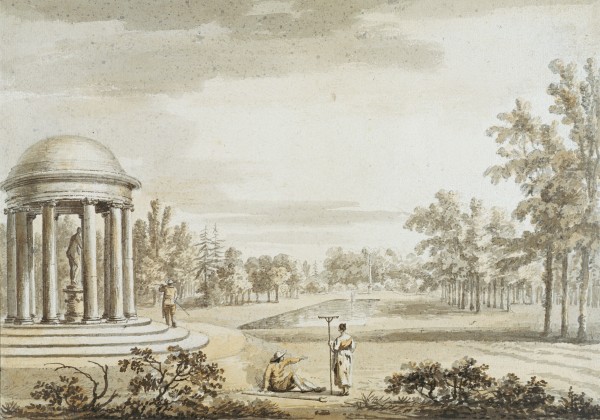 The Rotunda and the Queen's Theatre, Stowe, 1753 (w/c on paper), Jean Baptiste Claude Chatelain (1710-71) Yale Center for British Art, Paul Mellon Collection, USA / Bridgeman Images