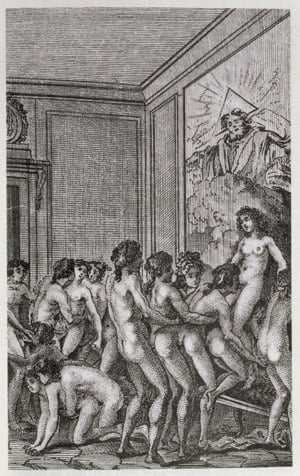 An Orgy, illustration from 'Histoire de Juliette' by the Marquis de Sade, 1797 (engraving)
