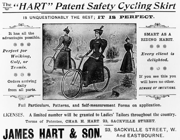 Advert for The "Hart" Patent Safety Cycling Skirt, c.1897 (printed paper) by English School