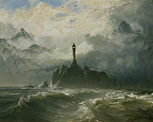 Seascape and lighthouse, 1848 (oil on canvas), Peder Balke (1804-87) / Nationalmuseum, Stockholm, Sweden