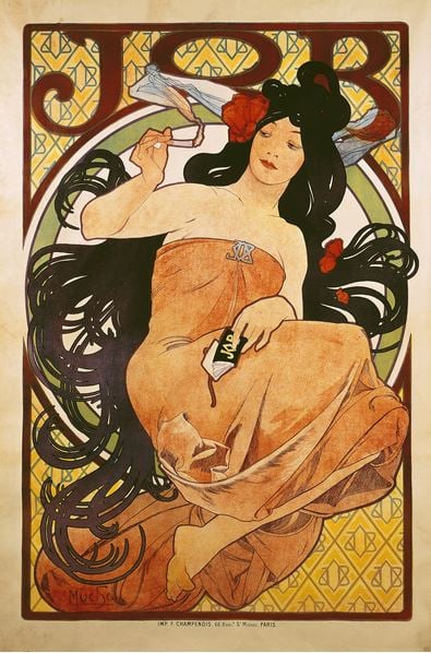 Poster advertising 'Job', 1898 (colour litho), Alphonse Marie Mucha (1860-1939) / Mucha Trust