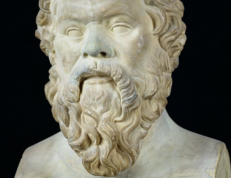 Bust of Socrates (470-399 BC) (marble), Lysippos (fl.370-310 BC) (after) / Louvre, Paris / Giraudon