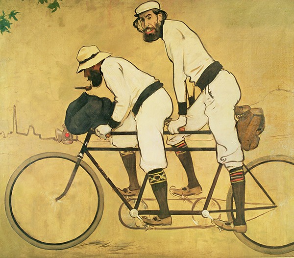 Self Portrait of Casas with Pere Romeu on a Tandem, 1897 by Ramon Casas i Carbo (1866-1932) Museu d'Art Modern, Barcelona, Spain