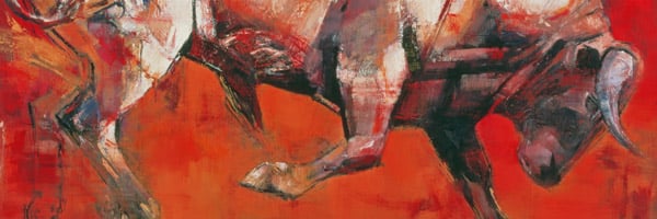 The White Bull, 1999 (oil on board) by Mark Adlington, Bridgeman Studio Artist