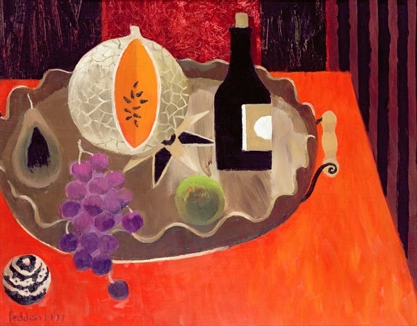 The Inlaid Tray, 1997 (oil on board) by Mary Fedden © Panter and Hall Fine Art, London